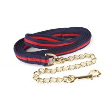 Hy Soft Webbing Lead Rein With Chain Navy/red