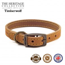 Ancol Timberwolf Leather Collar Size - 3/m 28-36cm