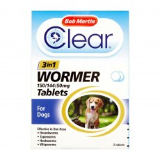 BOB MARTIN 3 IN 1 DEWORMER DOGS UP TO 20KG -2 TABLETS