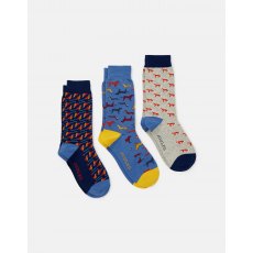 Joules Striking 3 Pk Cotton Socks Multi Animal Print