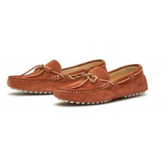 Chatham Aria Suede Driving Moccasin Cognac