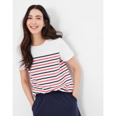 Harbour Stripe Short Sleeve Button Shoulder Top - Cream Stripe