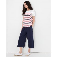 Harbour Stripe Short Sleeve Button Shoulder Top - Cream Stripe