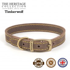 Ancol Timberwolf Leather Collar Size- 6 46-56cm
