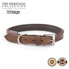 ANCOL VINTAGE LEATHER PADDED COLLAR - SIZE 5