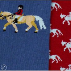 Toggi Show Jumper Socks 2pk  One Size 4-8 Blue/red