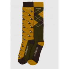 Toggi Mens Pheasant Socks 2pk  Mustard / Green