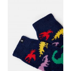 Joules Navy Fluffy Socks - All Over Dino
