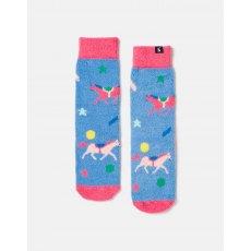Joules Fluffy Socks - Blue Horse