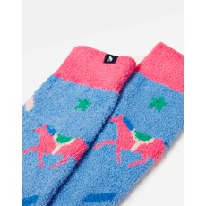 Joules Fluffy Socks - Blue Horse