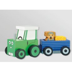 Tractor Ted And Trailer Wooden Toy