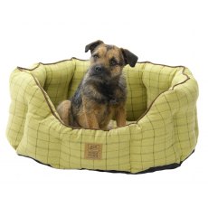 House of Paws Green Tweed Oval Snuggle Bed