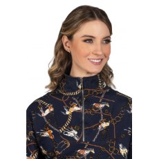 Hartwell Suzy 1/4 Zip Navy Horse Chains Sweatshirt