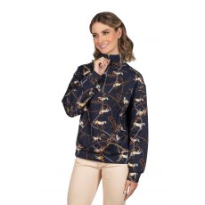 Hartwell Suzy 1/4 Zip Navy Horse Chains Sweatshirt
