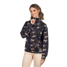 Hartwell AW23 Suzy 1/4 Zip Navy Horse Chains Sweatshirt