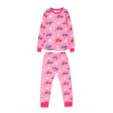 Lighthouse Girls' Pink Tractor Print Pyjamas