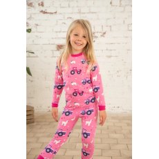 Lighthouse Girls' Pink Tractor Print Pyjamas