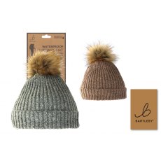 Bartleby Women's Waterproof Ribknit Bobble Hat