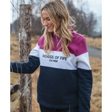 Hoggs Dumfries 1888 Ladies 1/4 Zip Sweatshirt Berry/White/Navy