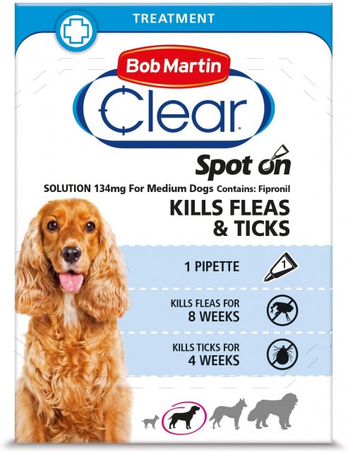 Bob Martin BOB MARTIN FLEA CLEAR SPOT ON- MEDIUM DOG 1 TUBE