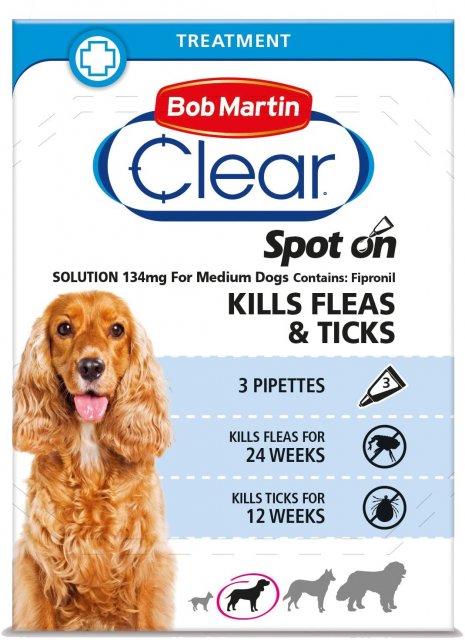 Bob Martin BOB MARTIN FLEA CLEAR SPOT ON MEDIUM DOG 3 TUBE