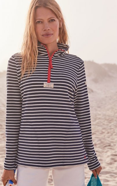 Joules Joules Pip Half Zip Sweatshirt Navy Cream Stripe