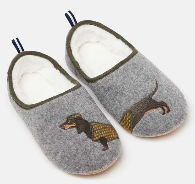 Joules Joules Slippet Felt Mule Applique Slippers Daschund