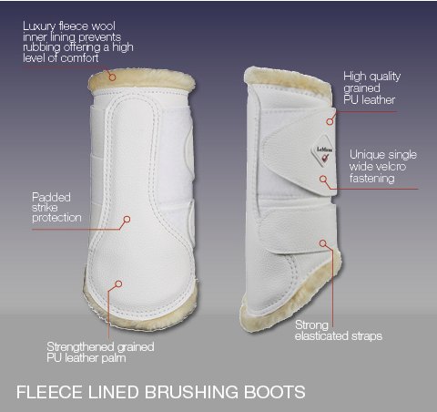 Large White/Natural Fleece Lemieux Brushing Boots 