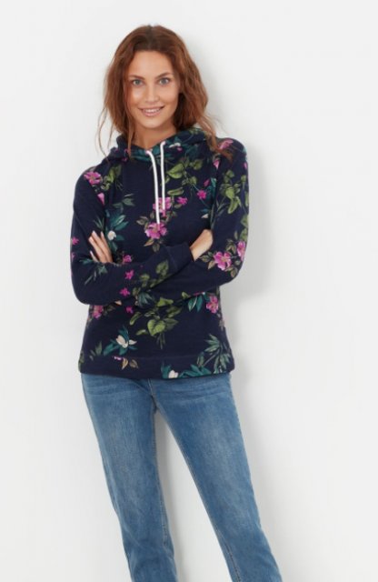 Joules JOULES MARLSTON PRINT LIGHTWEIGHT HOODED SWEAT SHIRT FLORAL BOTANICAL