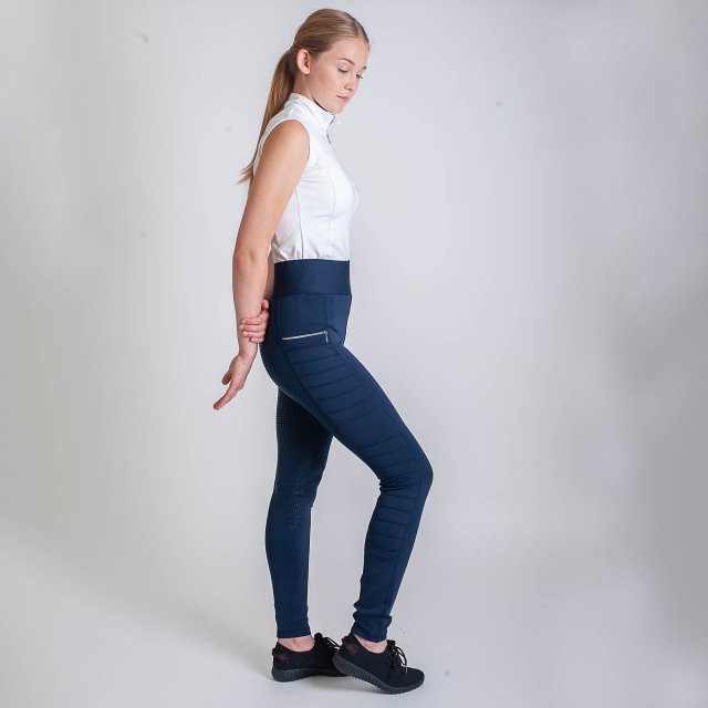 Gallop Gallop High-Waist Sophia Full Silicone Seat Tights Navy