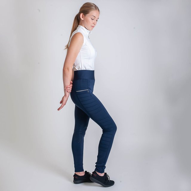 Gallop Gallop High-waist Sophia Full Silicone Seat Tights Navy