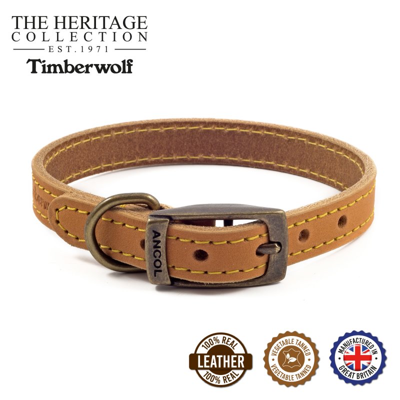 Ancol Ancol Timberwolf Leather Collar Size - 3/m 28-36cm