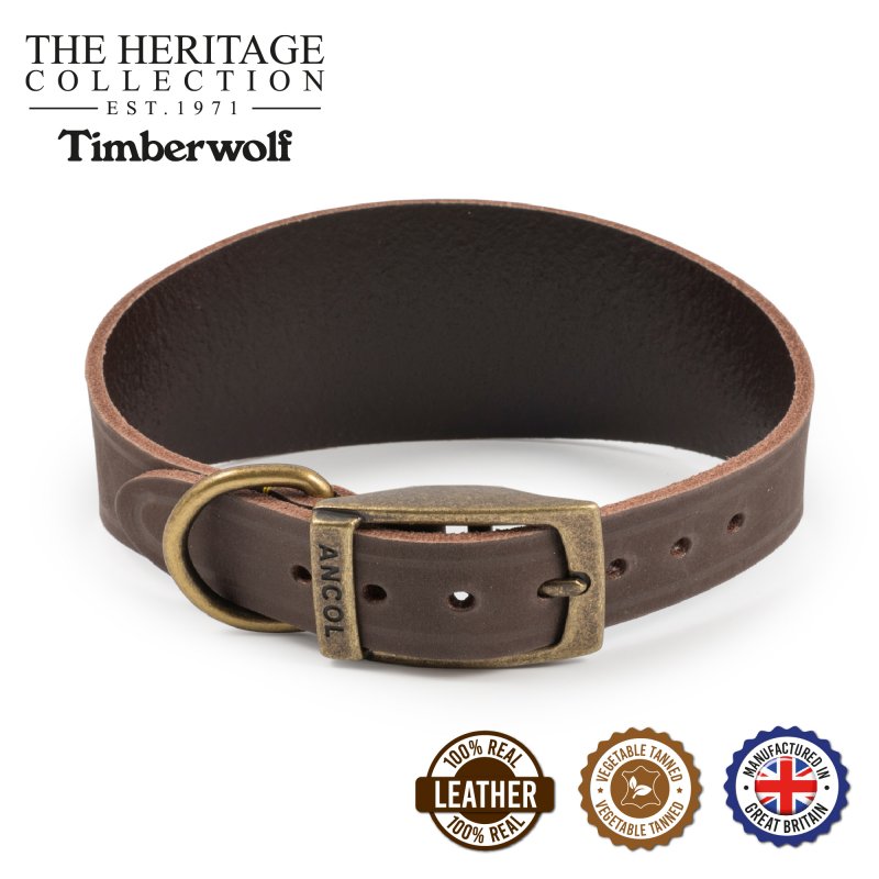 Ancol Ancol Timberwolf Whippet Leather Collar - 30-34cm