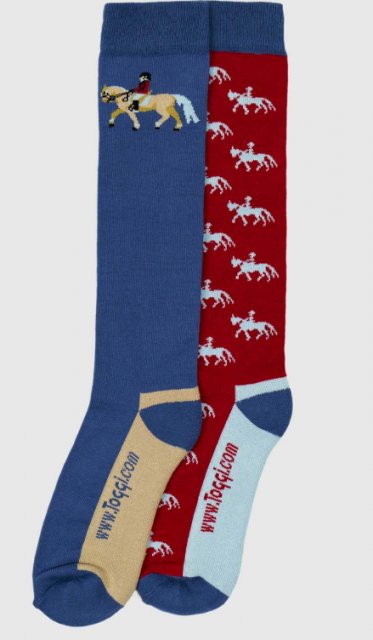 Toggi Toggi Show Jumper Socks 2pk  One Size 4-8 Blue/red