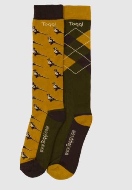 Toggi Toggi Mens Pheasant Socks 2pk  Mustard / Green