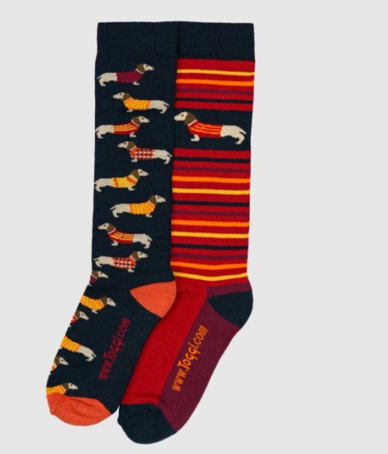 Toggi Toggi Womens Dachshund Sock 2pk Navy / Orange