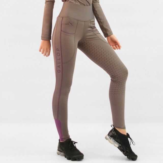 Gallop Gallop High-waist Noex Full Silicon One Seat Tights - Taupe