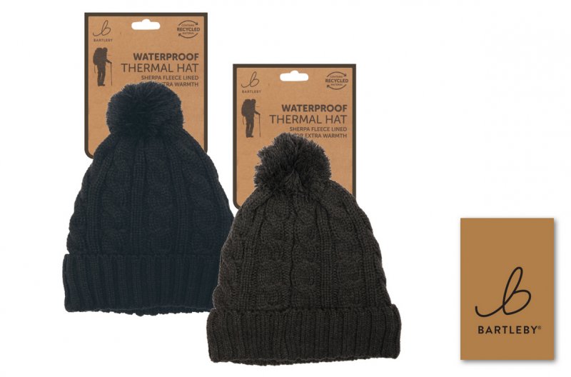 Bartleby Bartleby Unisex Waterproof Cable Knit Bobble Hat