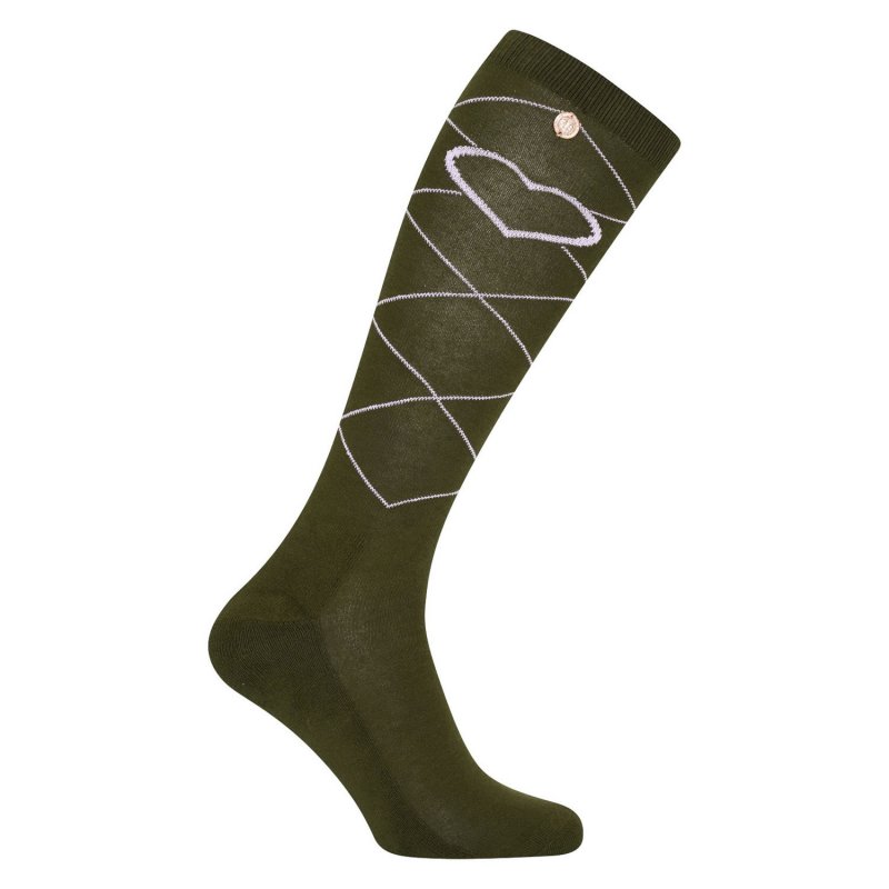 Imperial Riding Imperial Riding Socks Irhimperial Heart Dark Olive