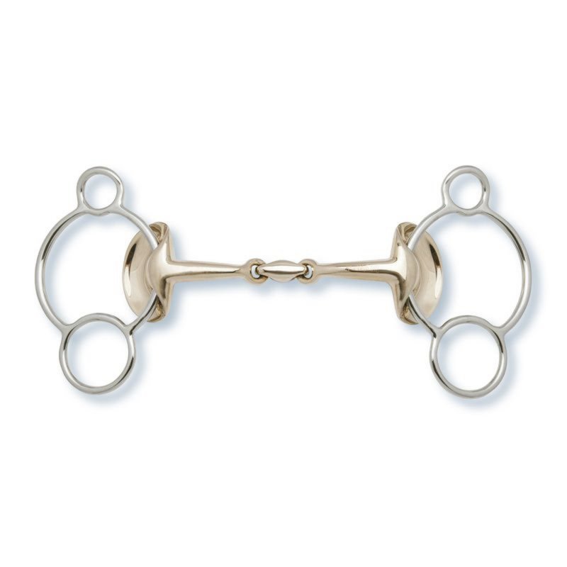 Stubben Golden Wings 3-Ring Gag Bit Double Broken