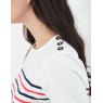 Joules Harbour Stripe Short Sleeve Button Shoulder Top - Cream Stripe