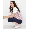 Joules Harbour Stripe Short Sleeve Button Shoulder Top - Cream Stripe