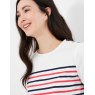 Joules Harbour Stripe Short Sleeve Button Shoulder Top - Cream Stripe