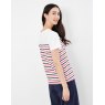 Joules Harbour Stripe Short Sleeve Button Shoulder Top - Cream Stripe