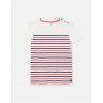 Joules Harbour Stripe Short Sleeve Button Shoulder Top - Cream Stripe