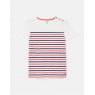 Joules Harbour Stripe Short Sleeve Button Shoulder Top - Cream Stripe